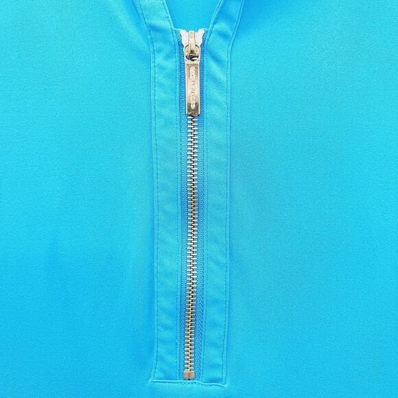 Blouse Kimono Michael Kors Blue Gold Zip Going-Out Top Modern Minimalist Size XL - Picture 5 of 16